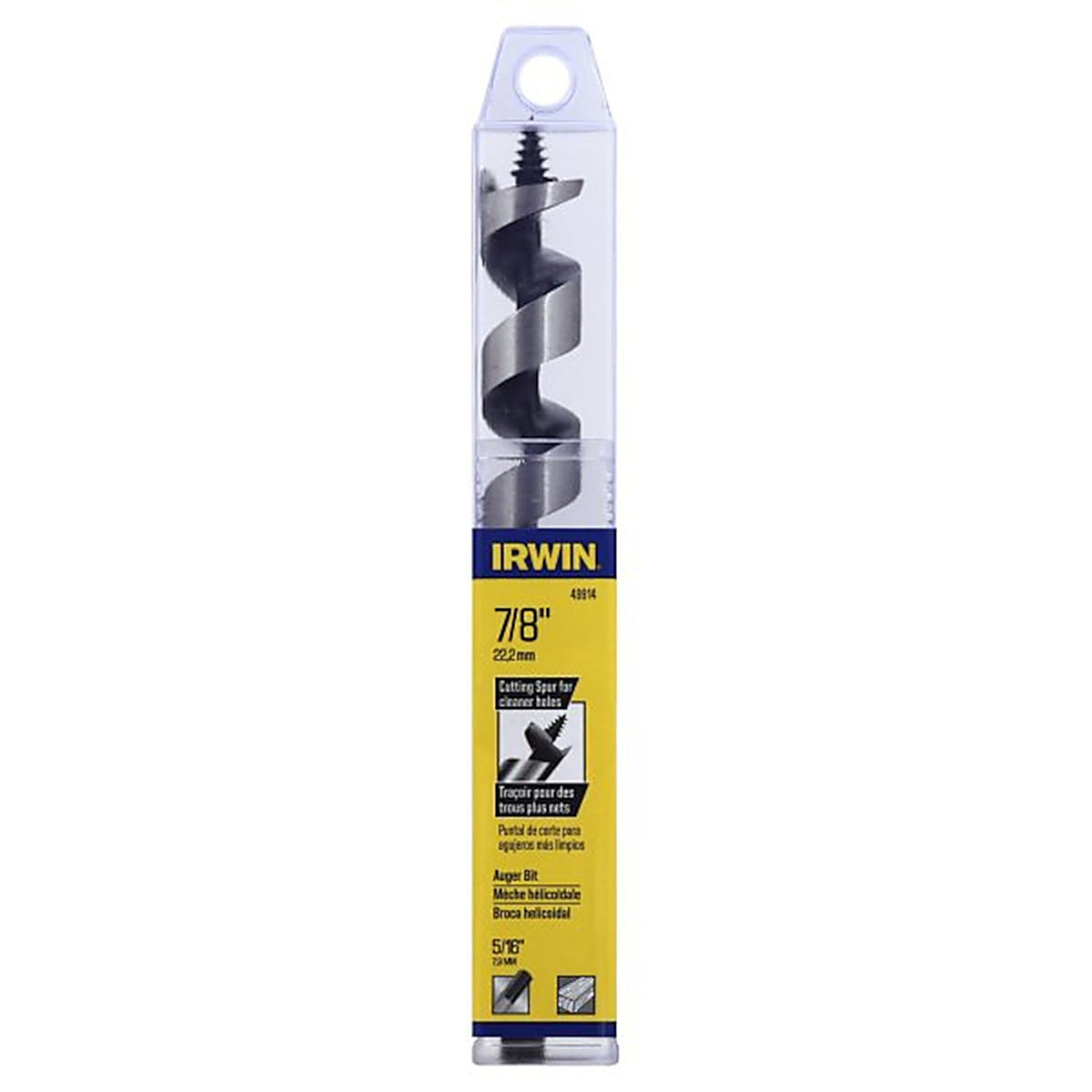 Irwin 49914 7/8 in. Dia. x 7.5 in. L Auger Bit Carbon Steel 1/pc.