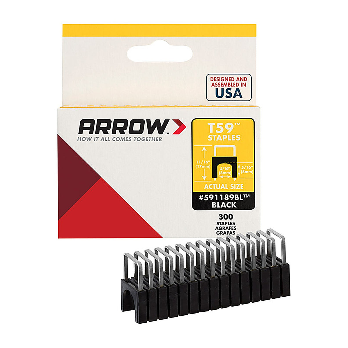 Arrow Fastener 591189BL T59 1/2 in. W x 5/16 in. L 18 Ga. Wide Crown Insulated Staples 300/Pack