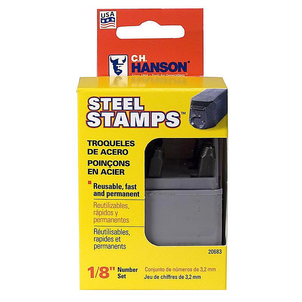 C.H. Hanson 20683 1/8 in. Number Stamp Set 9/pc.