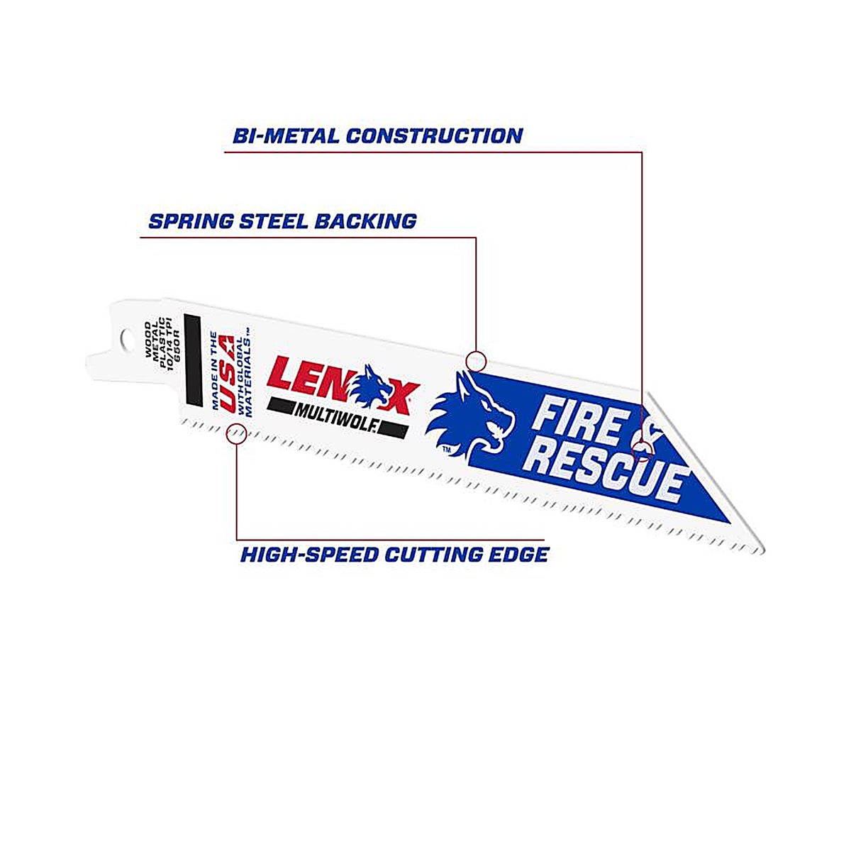 Lenox 20592650R 6 in. Bi-Metal Reciprocating Saw Blade 10/14 TPI 2/Pack
