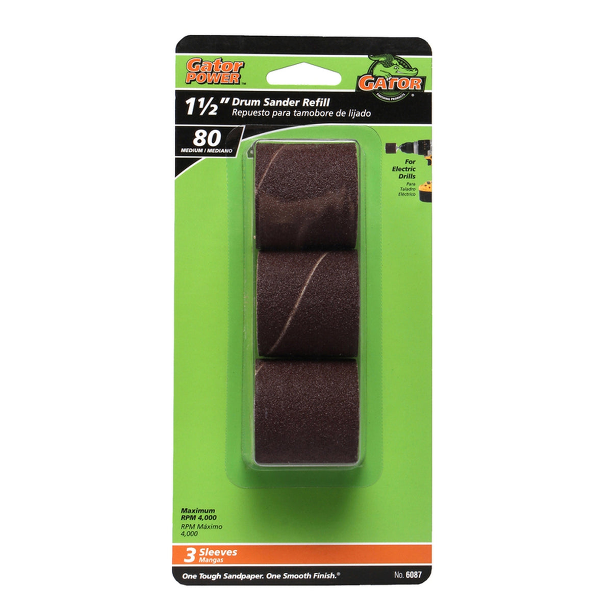 Gator 6087 1.5 in. Dia. x 1.5 in. L Aluminum Oxide Drum Sander Refill 80 Grit Medium 3/pc.