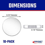 Master Magnetics 7045 .118 in. Neodymium Super Disc Magnets 2.9 lb. pull 35 MGOe Silver 10/pc.