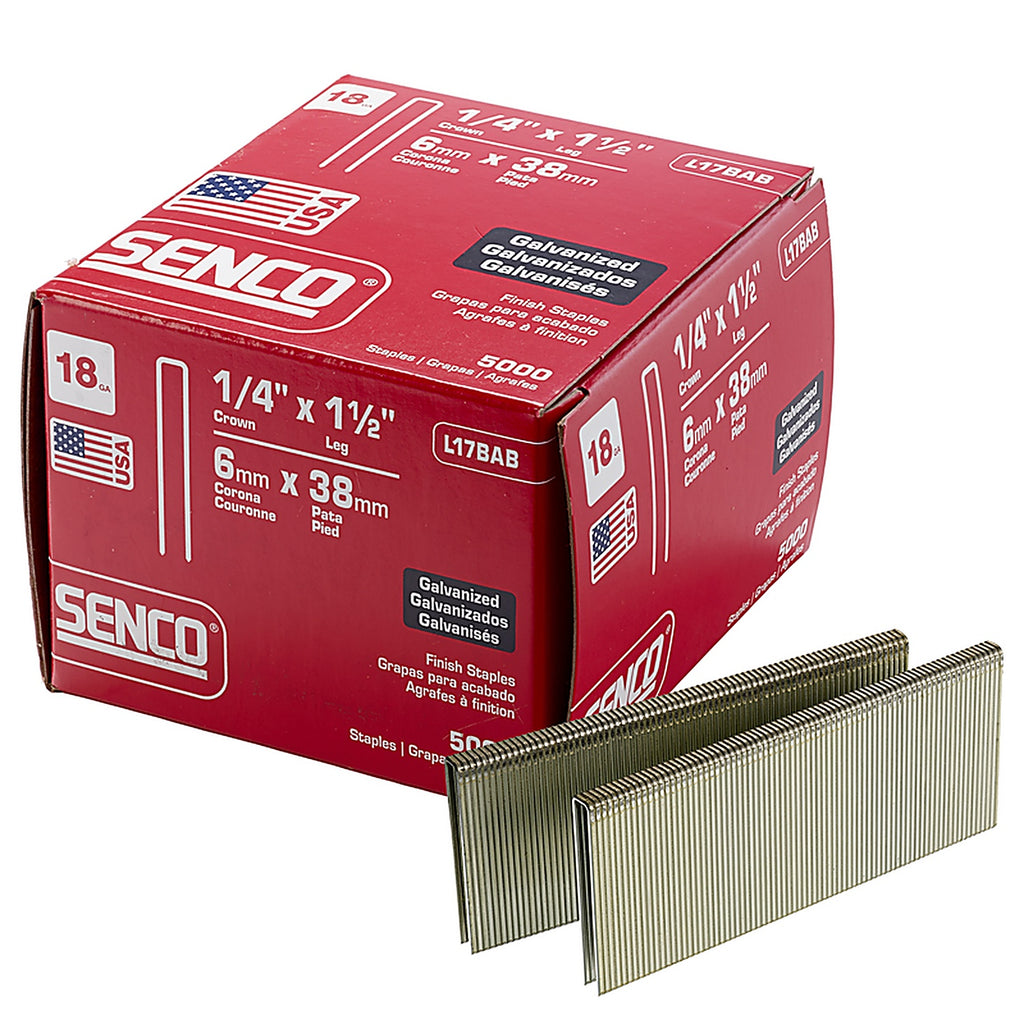 Senco L17BAB 1/4 in. W x 1-1/2 in. L 18 Ga. Narrow Crown Finish Staples 5000/Pack