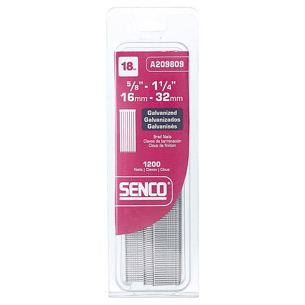 Senco A209809 Assorted in. 18 Ga. Straight Strip Brad Nails Smooth Shank 1,200/Pack