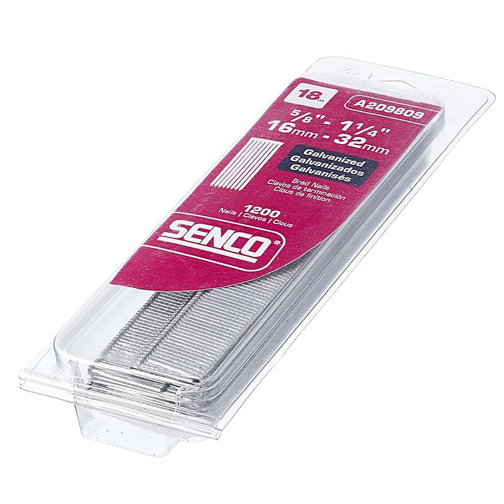 Senco A209809 Assorted in. 18 Ga. Straight Strip Brad Nails Smooth Shank 1,200/Pack