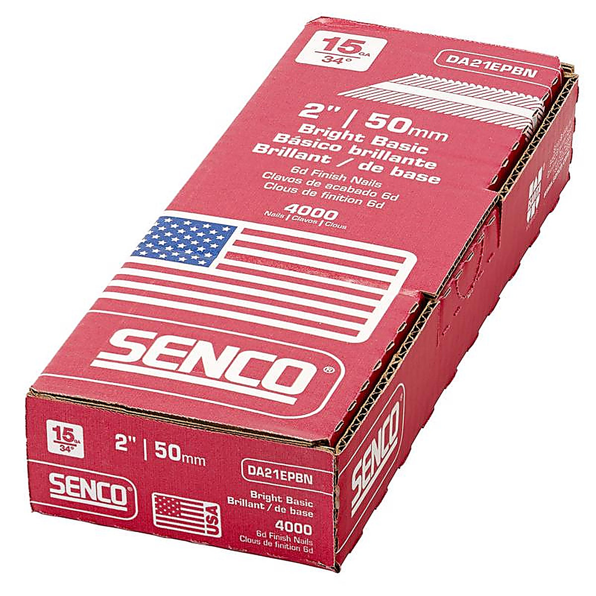 Senco DA21EPBN 2 in. 15 Ga. Angled Strip Finish Nails 34 deg. Smooth Shank 4000/Pack
