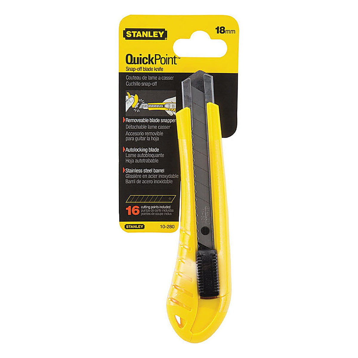 Stanley 10-280 Retractable Snap-Off Utility Knife Black/Yellow 1/Pack