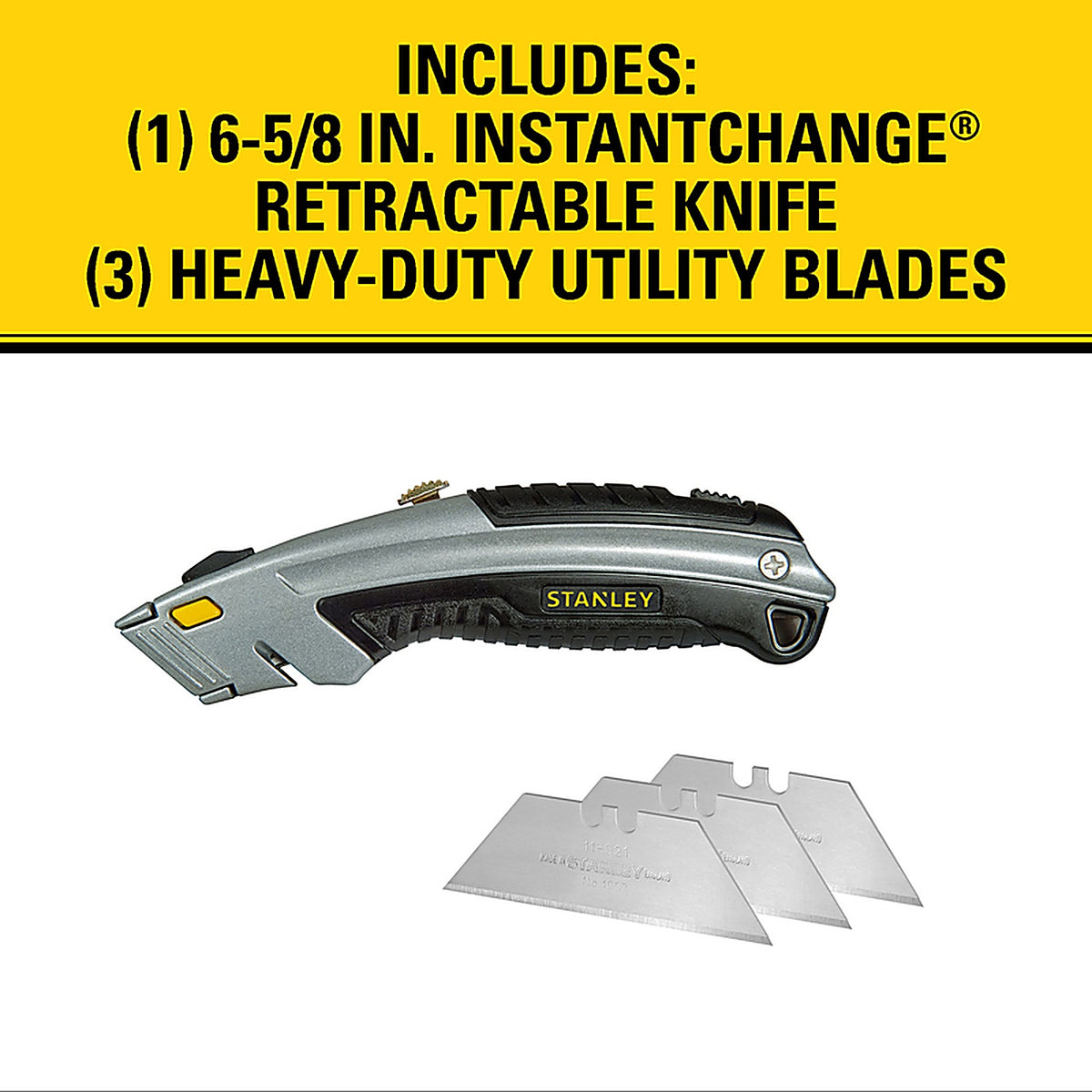 Stanley 10-788 InstantChange 6-5/8 in. Retractable Utility Knife Black/Gray 1/Pack