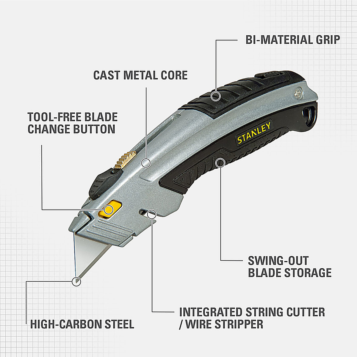 Stanley 10-788 InstantChange 6-5/8 in. Retractable Utility Knife Black/Gray 1/Pack