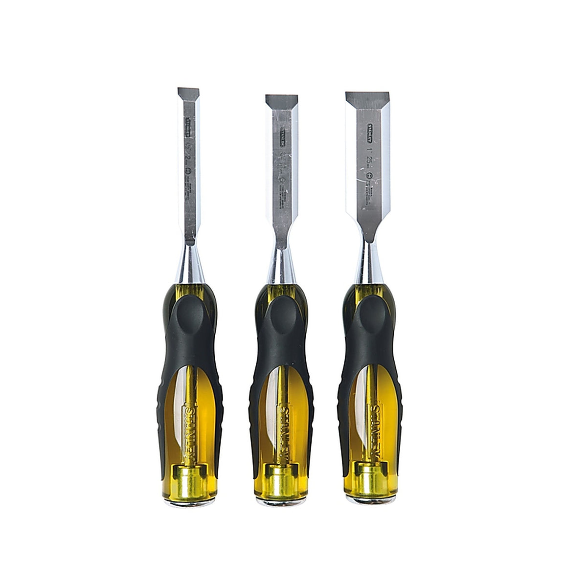 Stanley 16-970 FaxMax Thru-Tang Steel Wood Chisel Set Black/Yellow 3/Pack