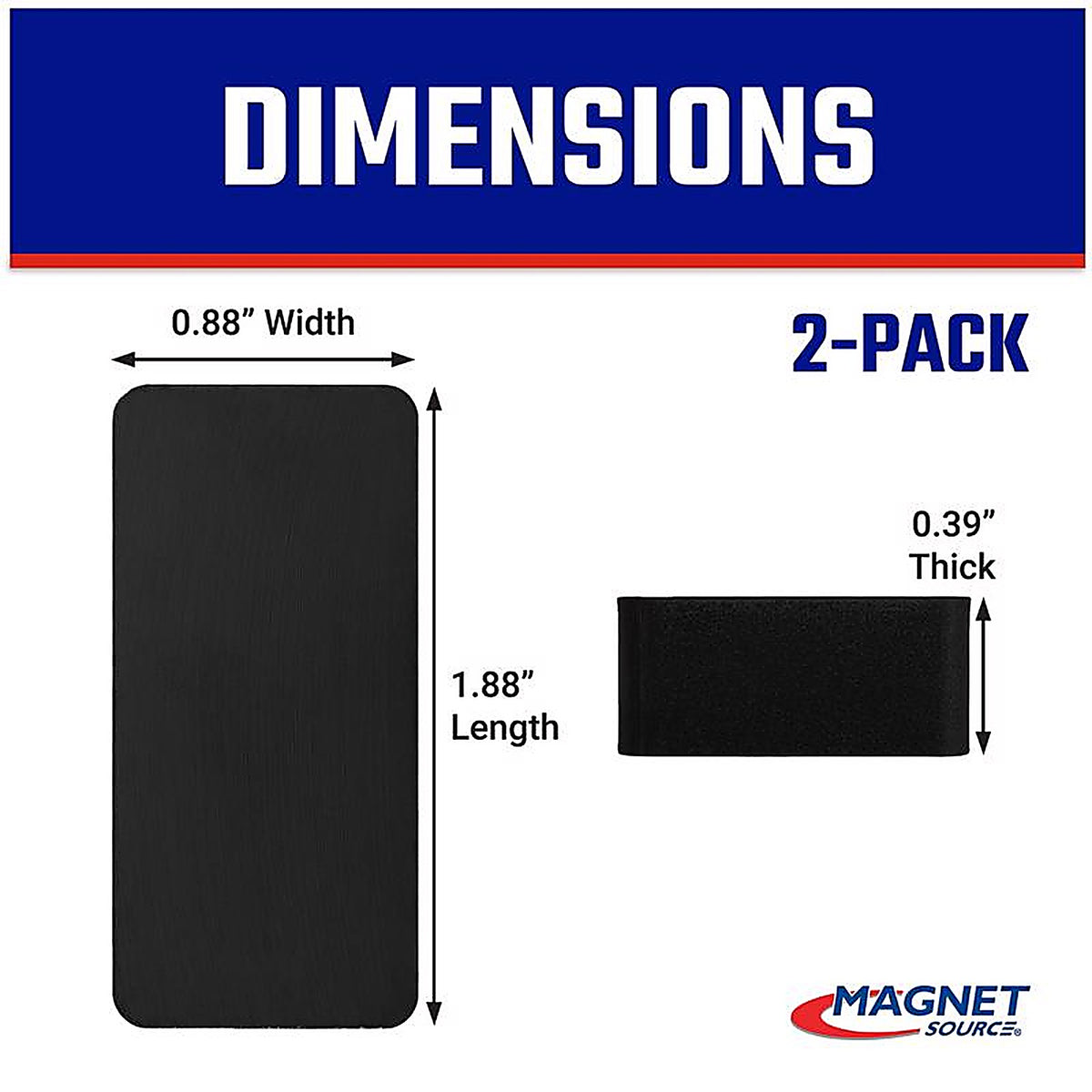 Master Magnetics 7044 1.875 in. Ceramic Block Magnets 3 lb. pull 3.4 MGOe Black 2/pc.