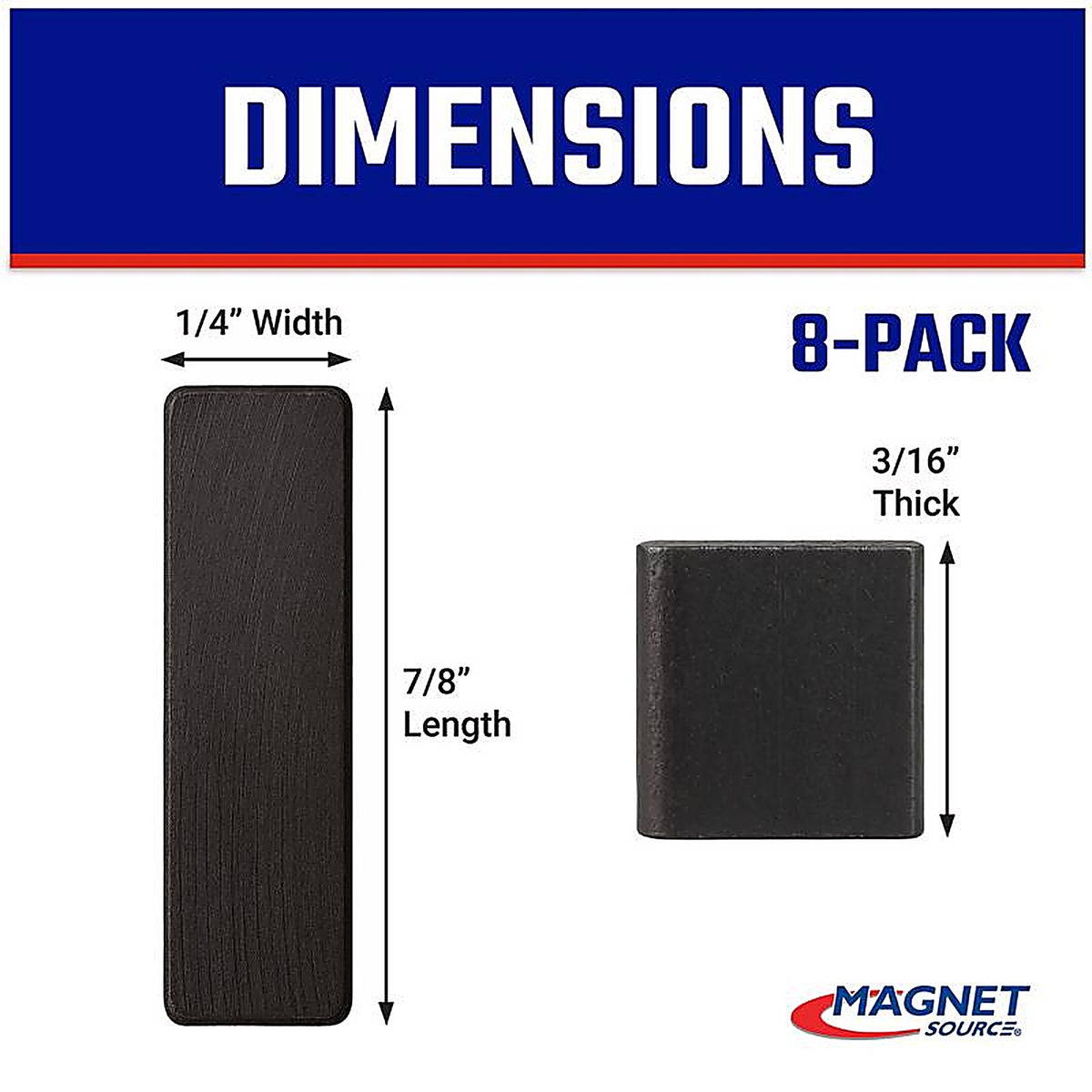 Master Magnetics 7001 .875 in. Ceramic Block Block Magnets 0.6 lb. pull 3.4 MGOe Black 8/pc.