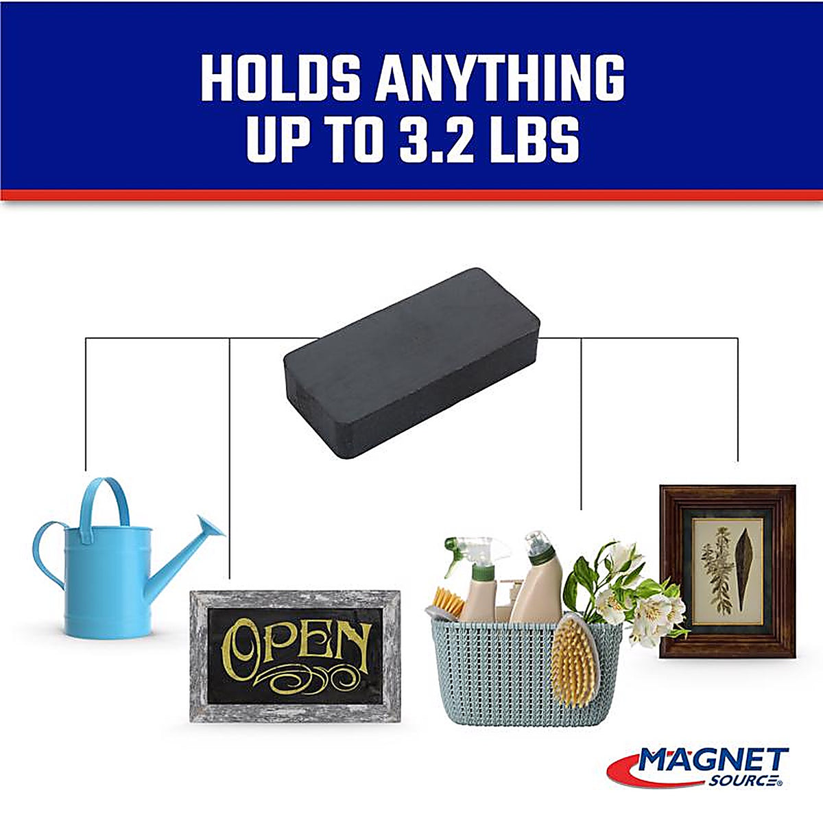 Master Magnetics 7001 .875 in. Ceramic Block Block Magnets 0.6 lb. pull 3.4 MGOe Black 8/pc.