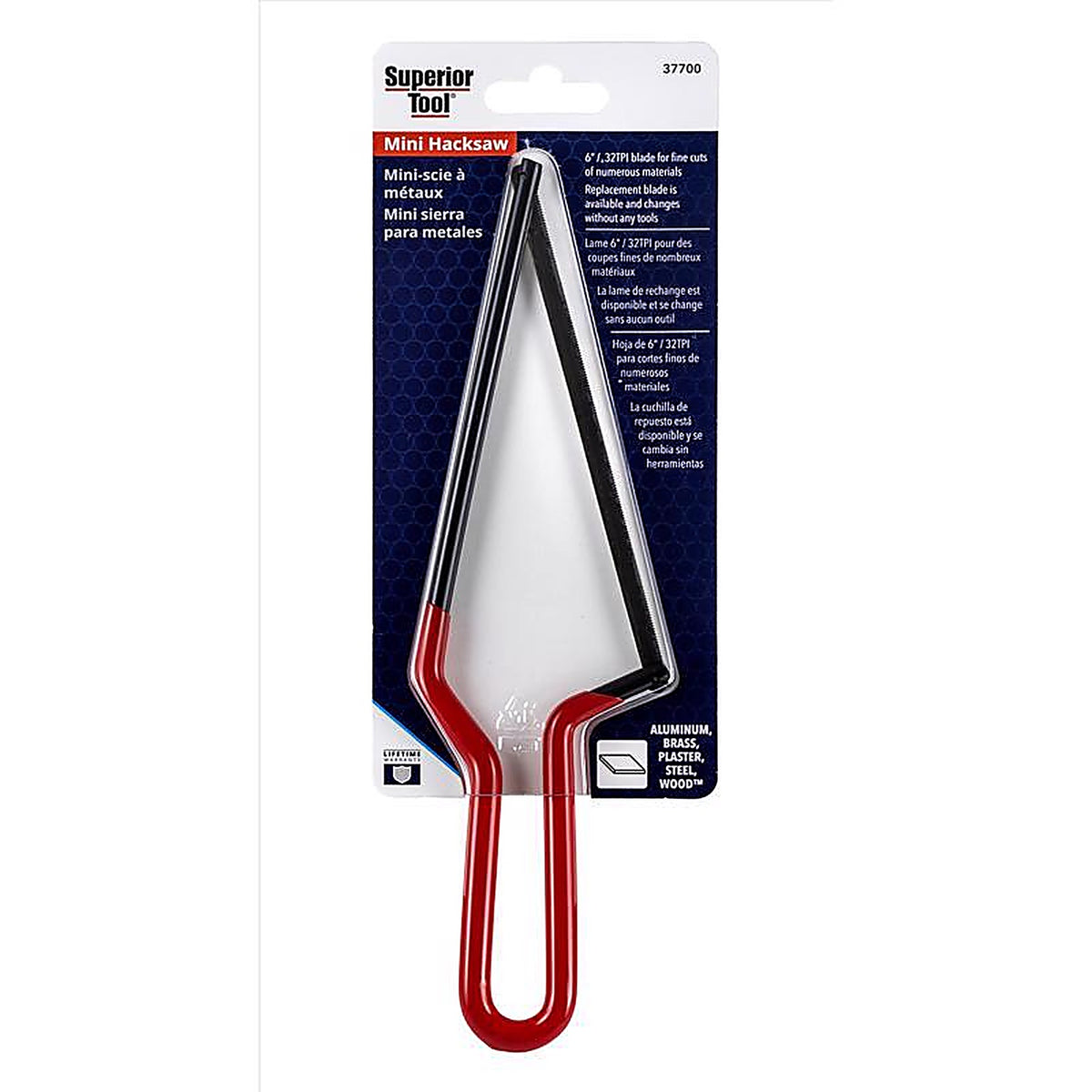 Superior Tool 37700 6 in. High Carbon Steel Mini Metal Hacksaw Red 1/pc.
