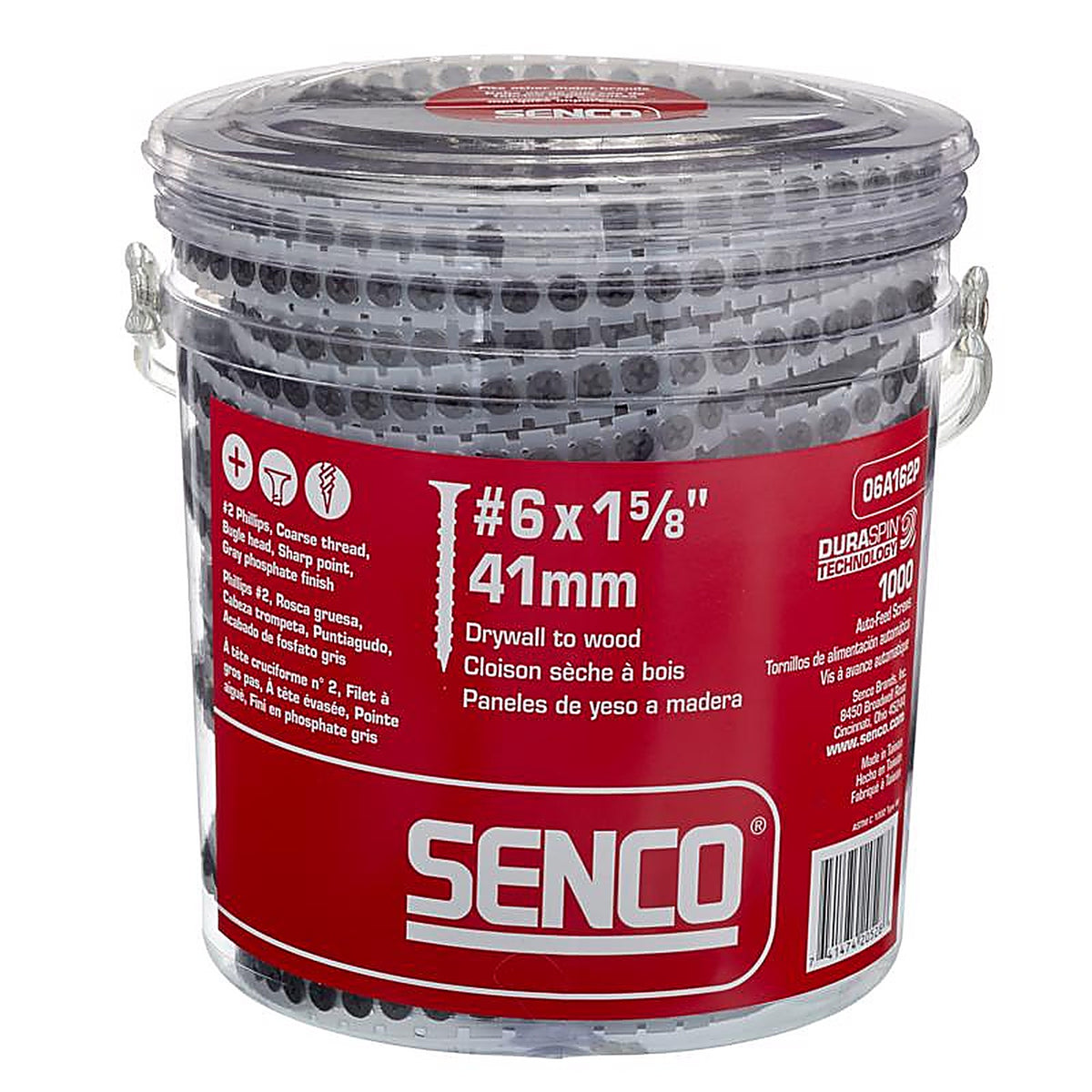 Senco 06A162P DuraSpin No. 6 x 1-5/8 in. L Phillips Drywall Screws 1000 lb. 1000/Pack