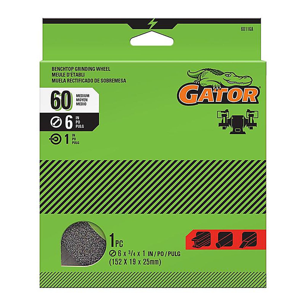 Gator 6011 6 in. Dia. x 3/4 in. thick x 1 in. Grinding Wheel 1/pc.