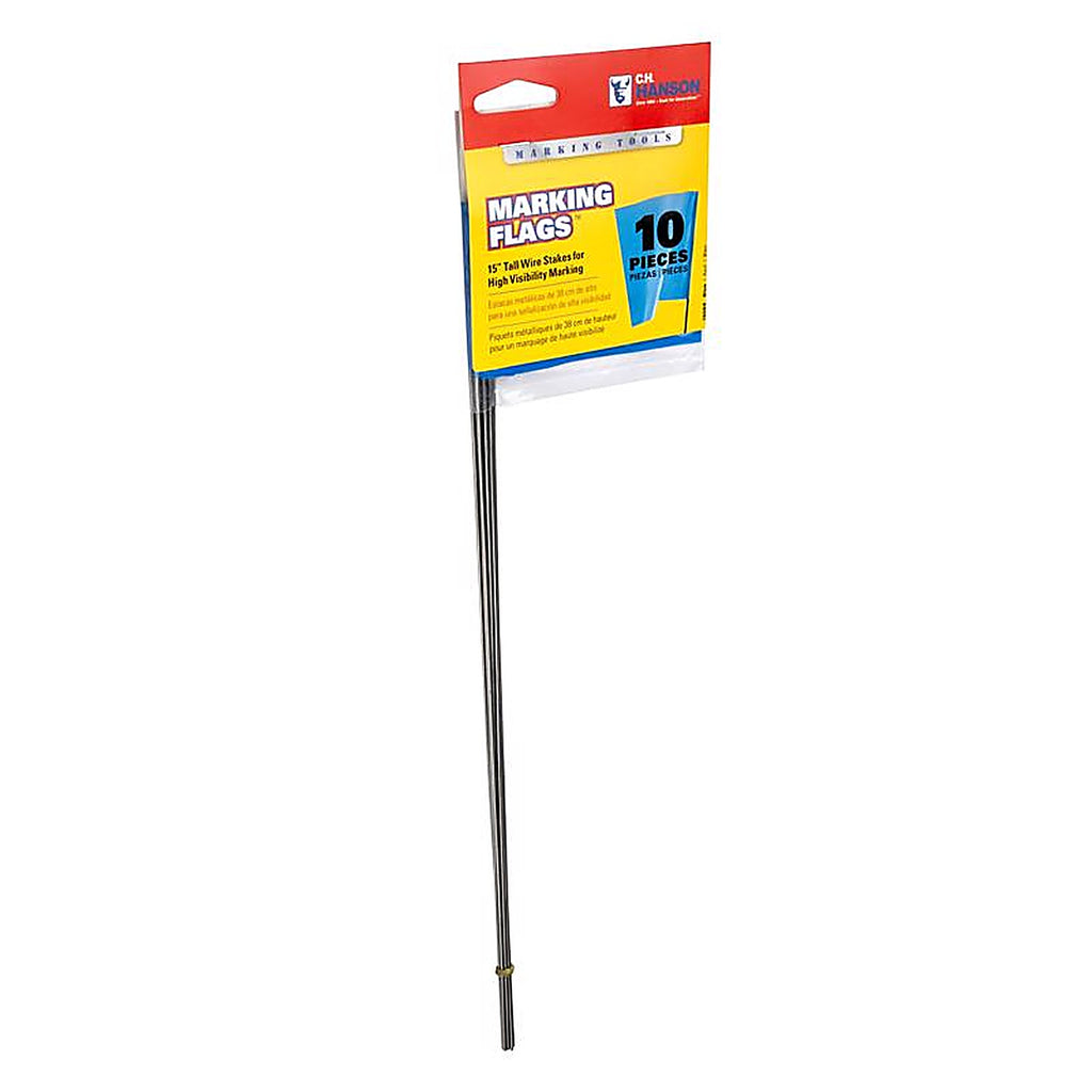 C.H. Hanson 15068 15 in. Blue Marking Flags Polyvinyl 10/Pack