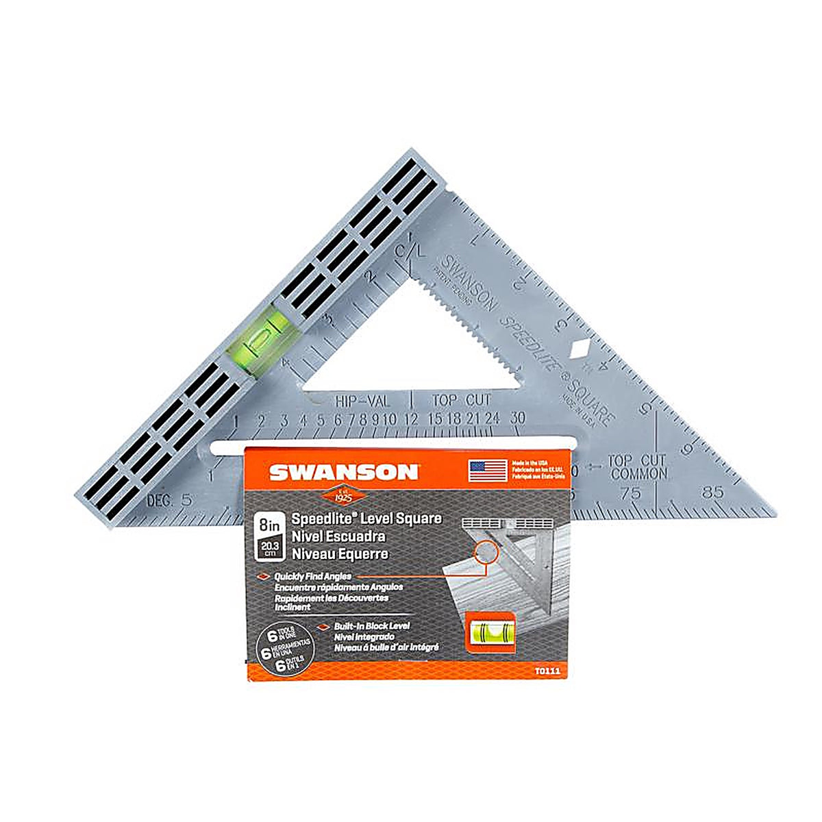Swanson T0111 Speedlite 8.8 in. L x 1 in. H Plastic Speed Square Gray