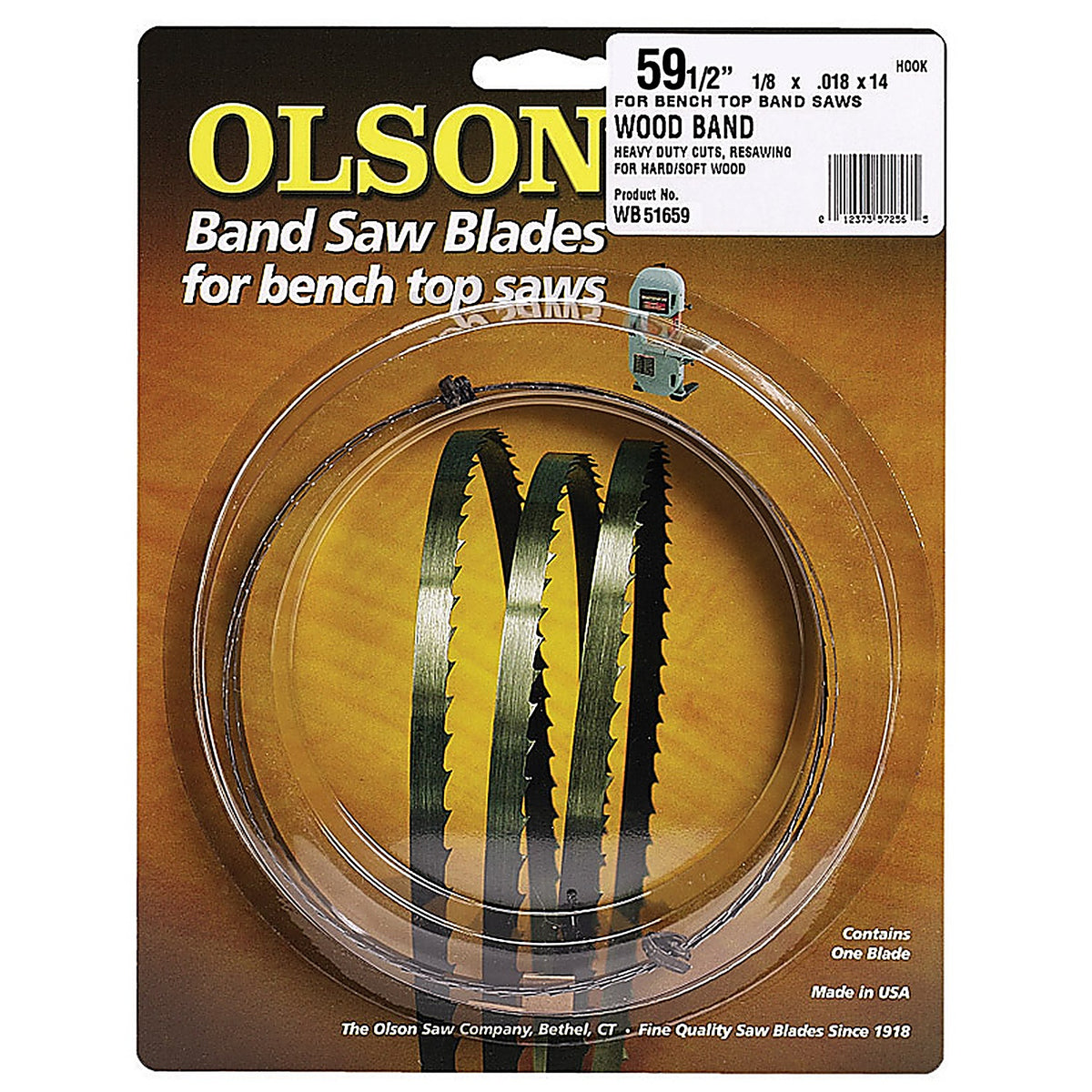 Olson Saw WB51659DB 59.5 in. L x 0.13 in. W x 0.02 in. thick Carbon Steel Band Saw Blade 14 TPI Hook teeth 1/Pack