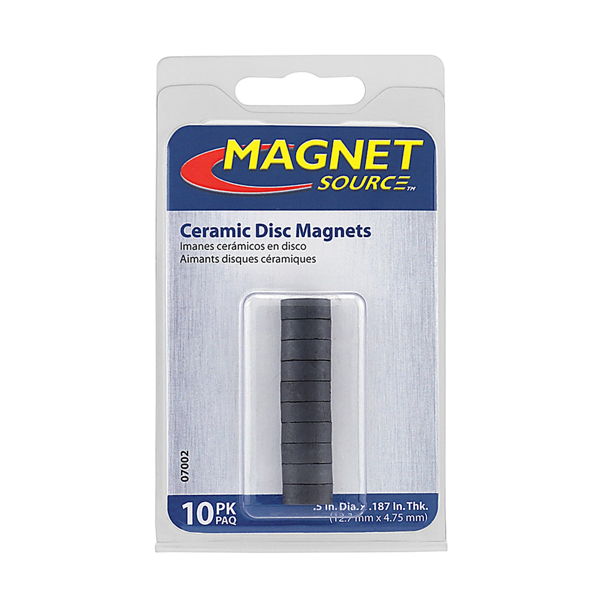 Master Magnetics 7002 .187 in. Ceramic Disc Magnets 0.5 lb. pull 3.5 MGOe Black 10/pc.