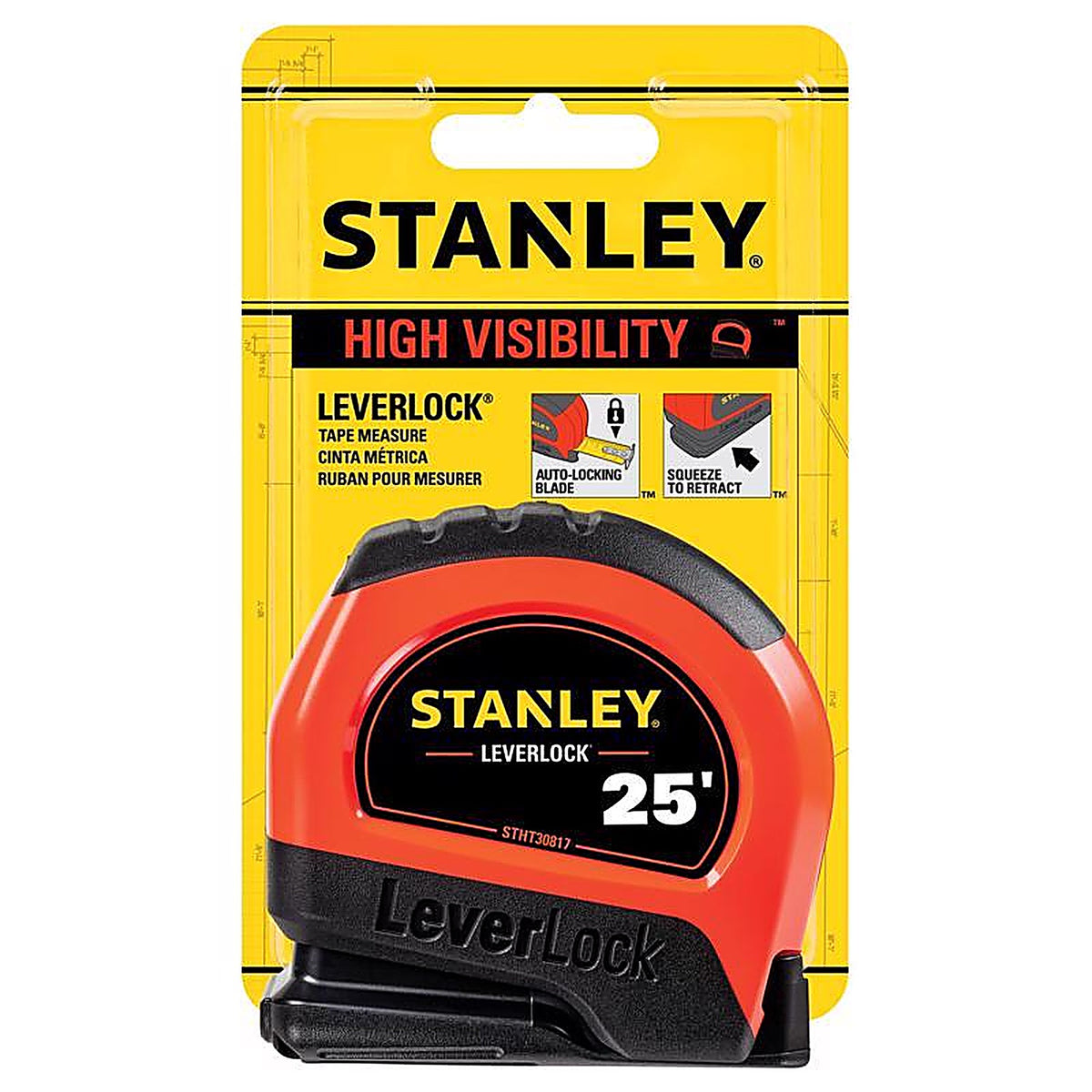 Stanley STHT30825 LeverLock 25 ft. L x 1 in. W Tape Measure 1/Pack
