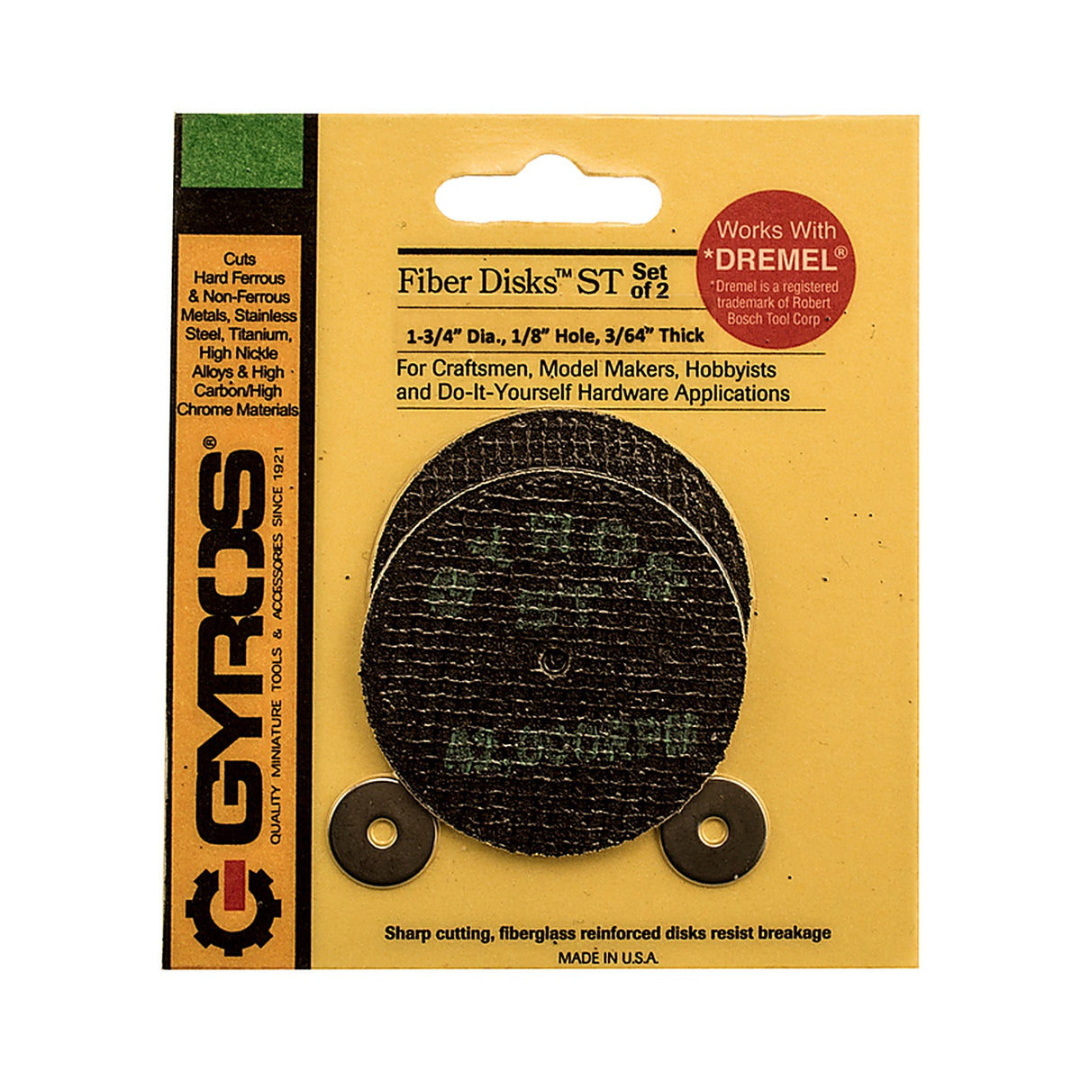Gyros 11-41702 Fiber Disk Super Tensile 1-3/4 in. Dia. x 1/8 in. Fiberglass Super Tensile Strength