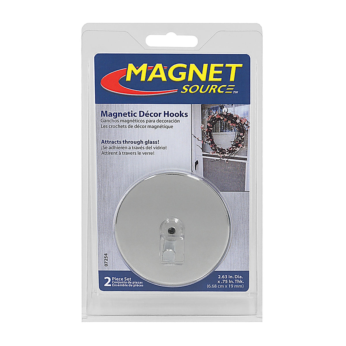 Master Magnetics 7254 2-5/8 in. Ceramic Magnetic Hooks 35 lb. pull 3.4 MGOe Silver 2/pc.