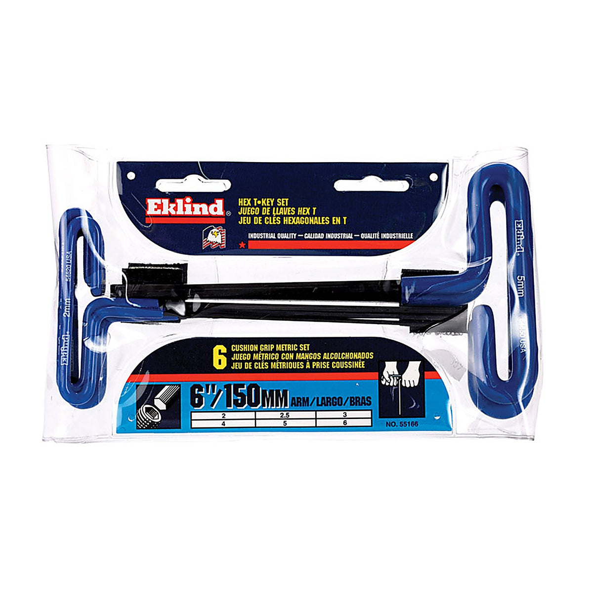 Eklind Tool 55166 2-6mm Metric T-Handle Hex Key Set 6 in. 6/pc.