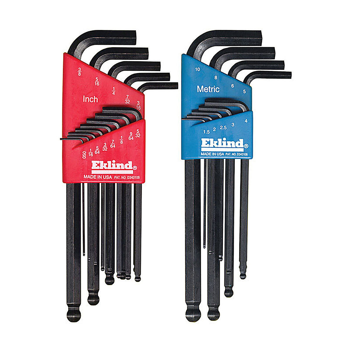 Eklind Tool 13222 Metric and SAE Long Arm Ball Hex L-Key Set 22/pc.