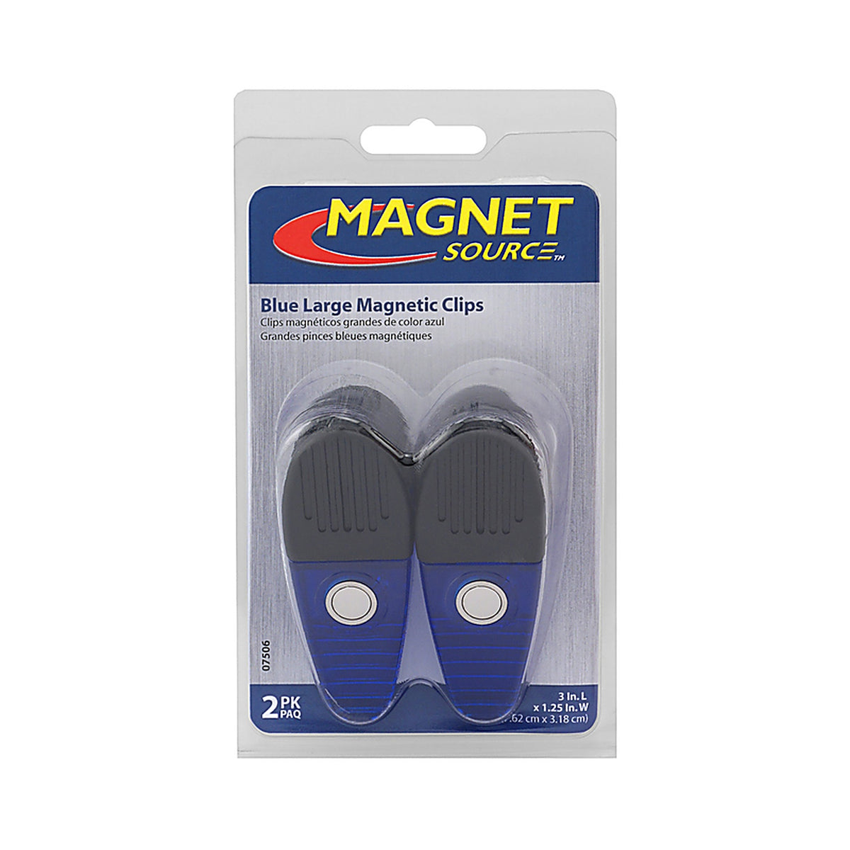 Master Magnetics 7506 3.5 in. Neodymium/Plastic Magnetic Clips 35 MGOe Blue 2/pc.