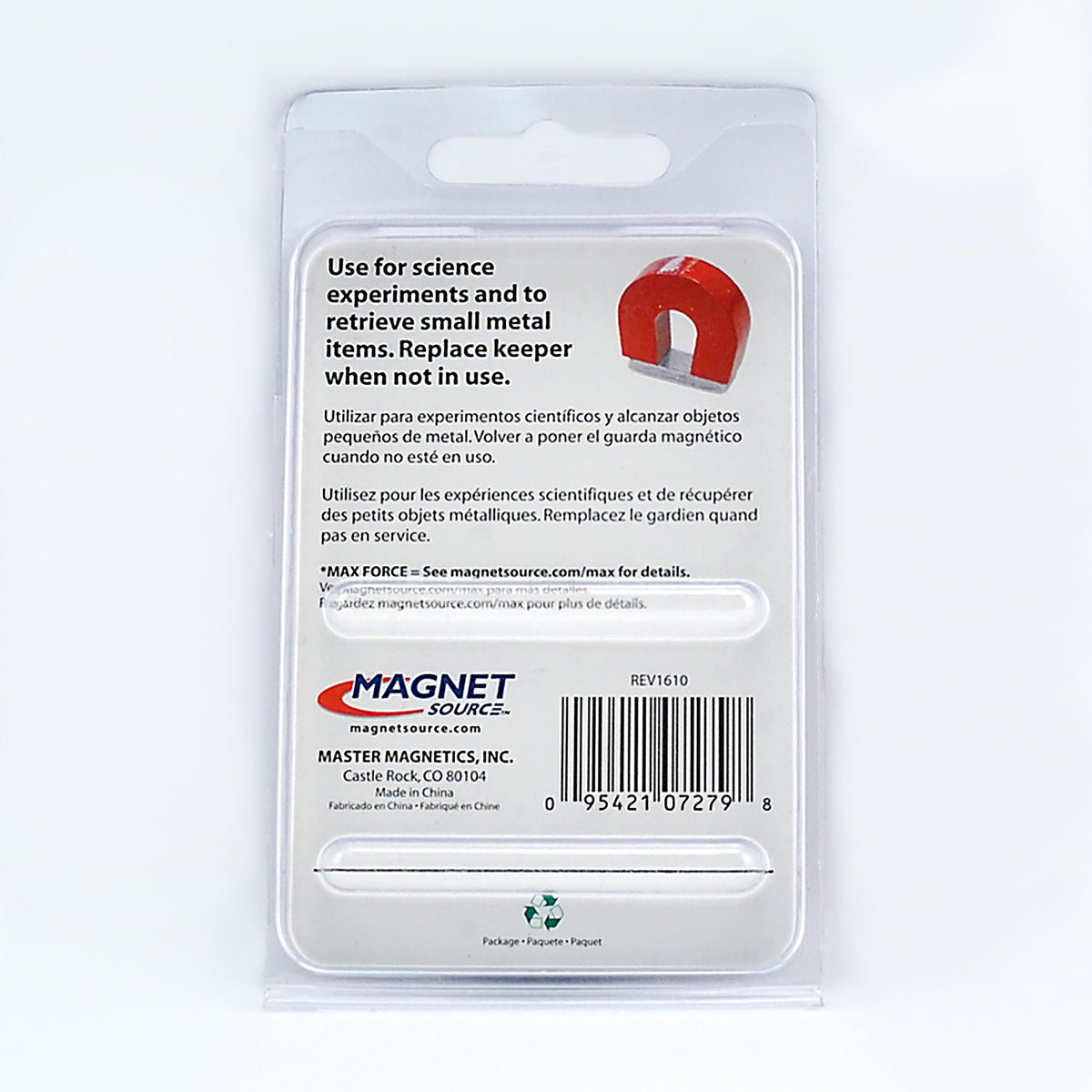 Master Magnetics 7279 1 in. Alnico Horseshoe Magnet 2 lb. pull 5.5 MGOe Red 1/pc.