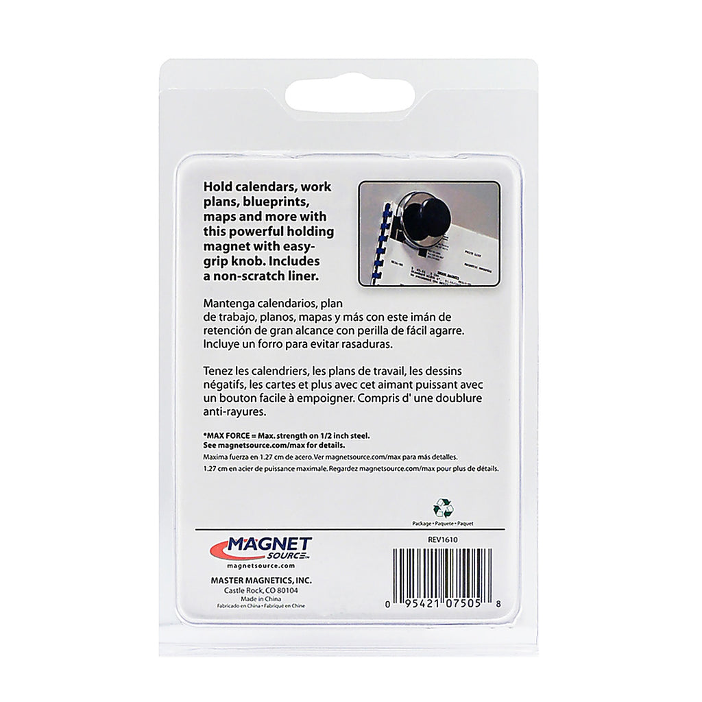 Master Magnetics 7505 1.25 in. Ceramic Knob Magnet 25 lb. pull 3.4 MGOe Black 1/pc.