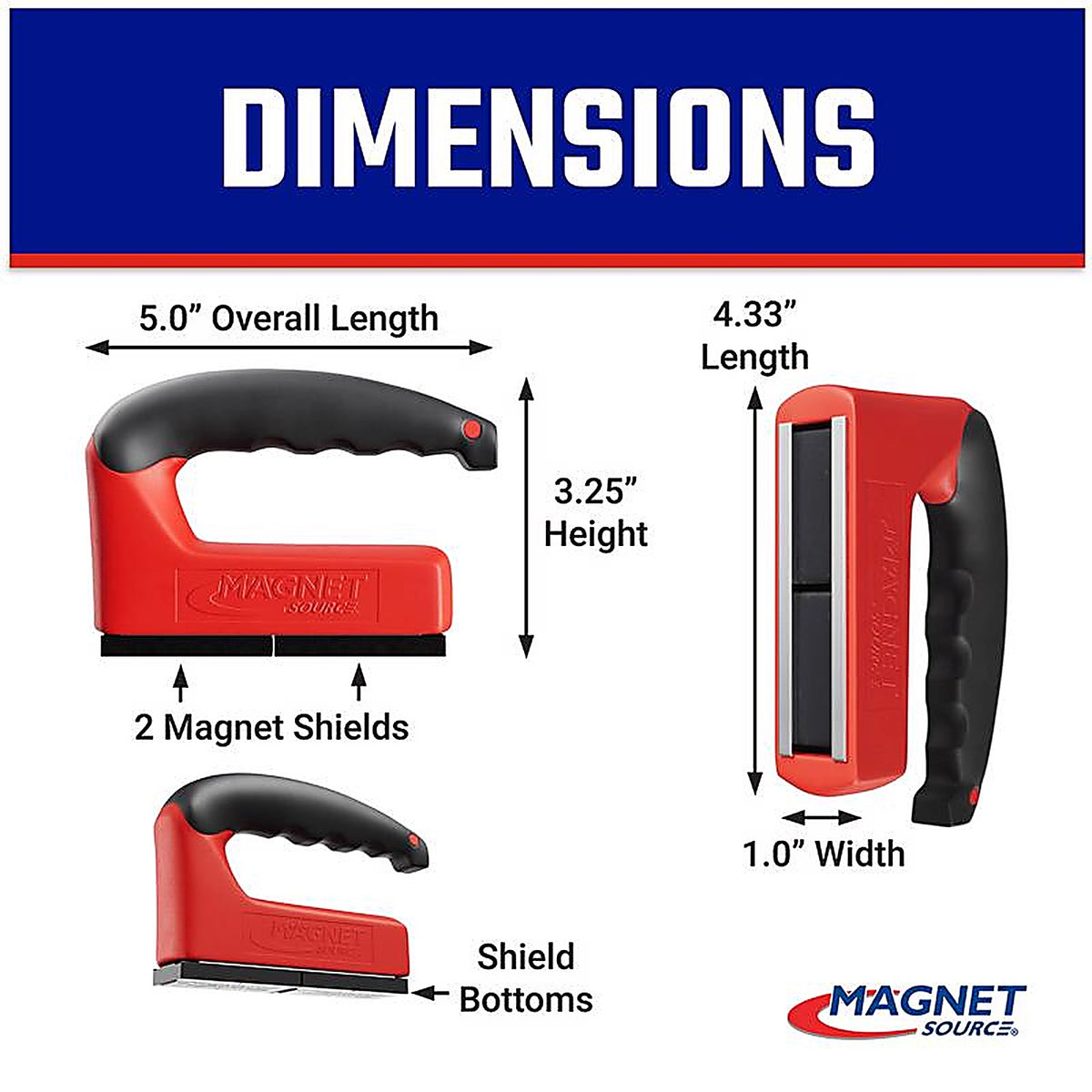 Master Magnetics 7501 5.25 in. Ceramic Handle Magnet 100 lb. pull 3.4 MGOe Red 1/pc.