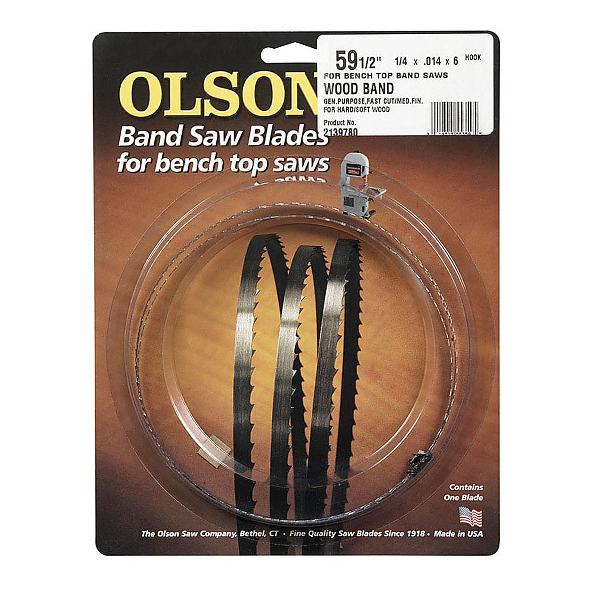 Olson Saw WB55359DB 59.5 in. L x 0.25 in. W x 0.014 in. thick Carbon Steel Band Saw Blade 6 TPI Hook