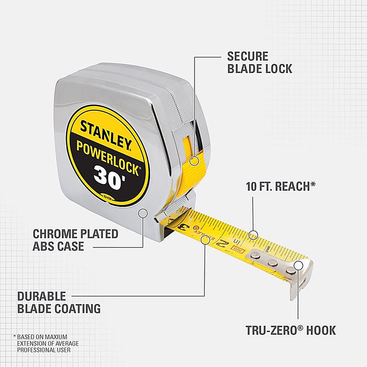 Stanley 33-430 PowerLock 30 ft. L x 1 in. W Tape Measure 1/Pack