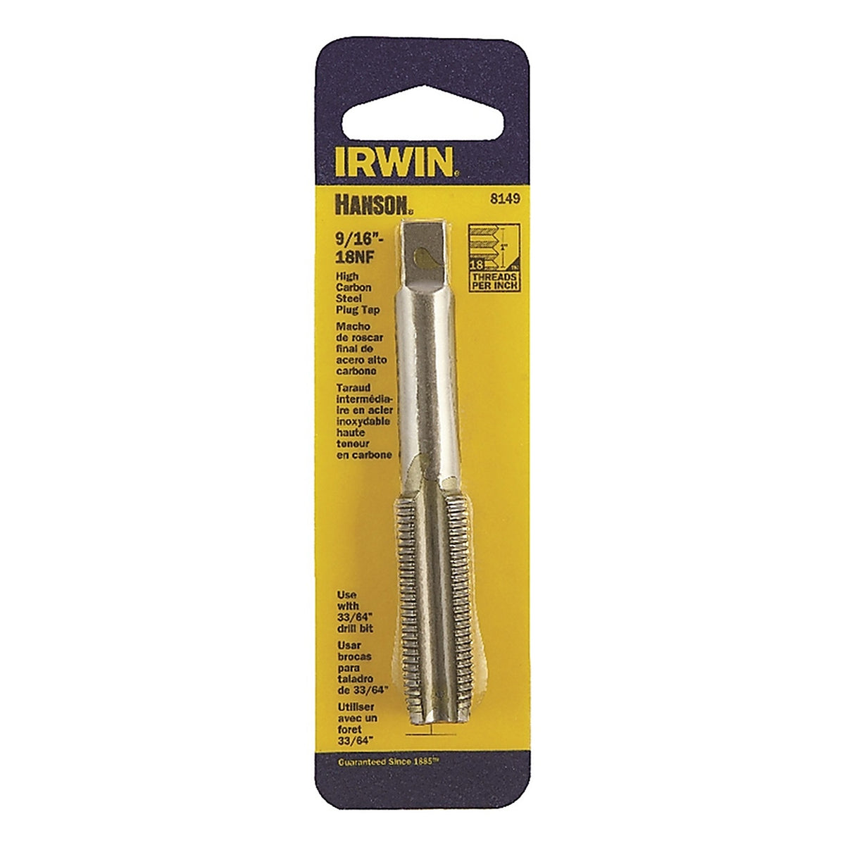 Irwin 8149 Hanson High Carbon Steel SAE Fraction Tap 9/16 in.-18NF 1/pc.