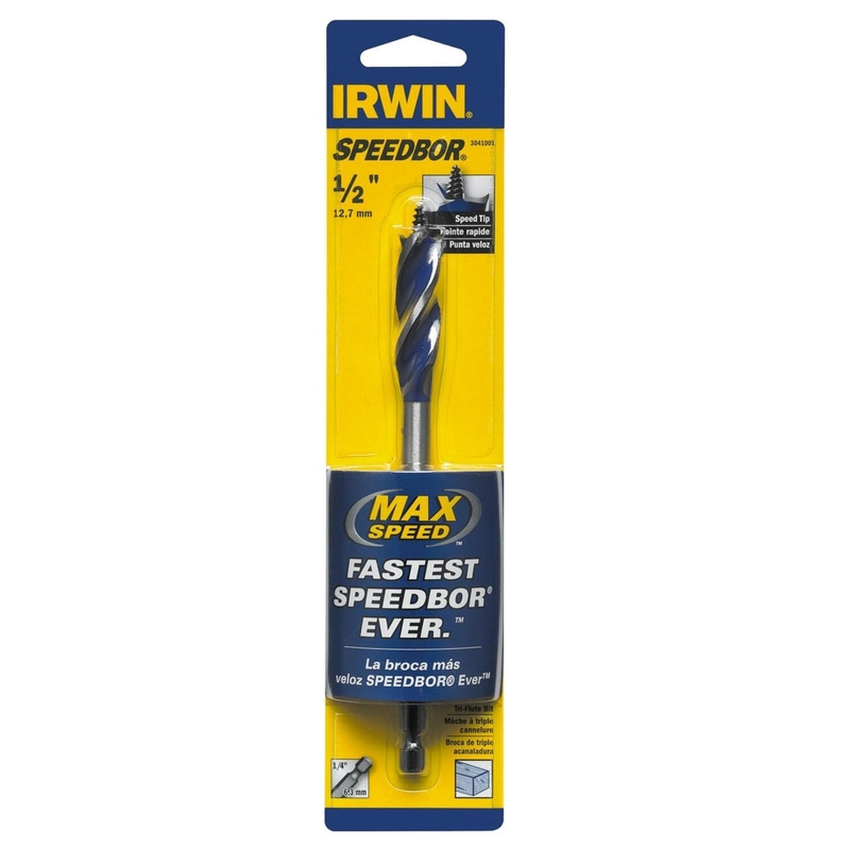 Irwin 3041001 Speedbor 1/2 in. x 6 in. L Carbon Steel Wood Boring Bit 1/pc.