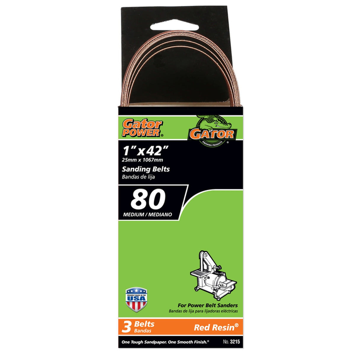 Gator 3215 42 in. L x 1 in. W Aluminum Oxide Sanding Belt 80 Grit Medium 3/pc.