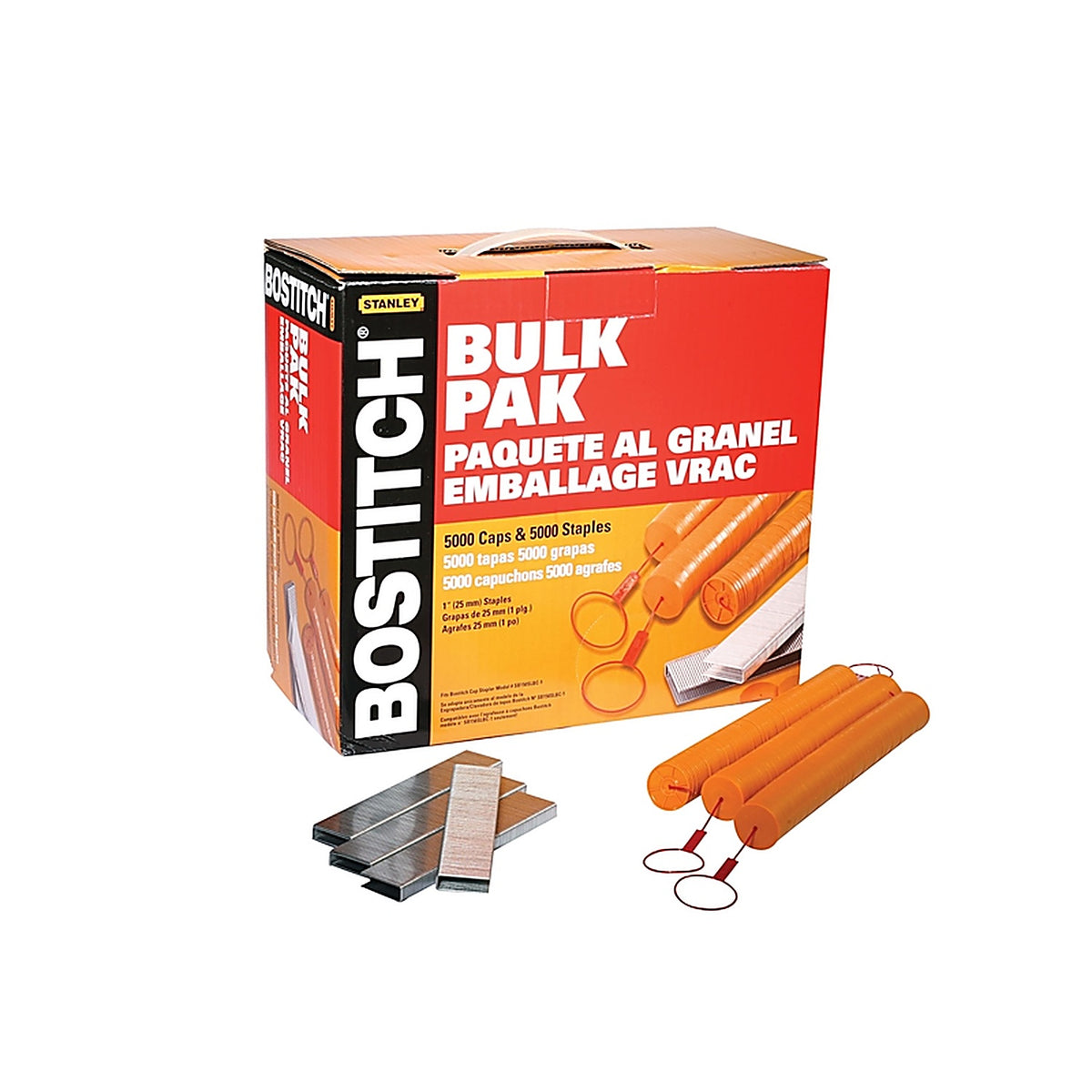 Stanley Bostitch CAPPAK-5M 5/16 in. W x 1 in. L 18 Ga. Medium Crown Caps and Staples 5000/Pack