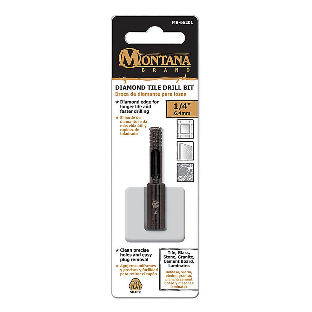 Diamond Tile MB-65201 Montana Brand 1/4 in. Alloy Steel Drill Bit 1/pc.