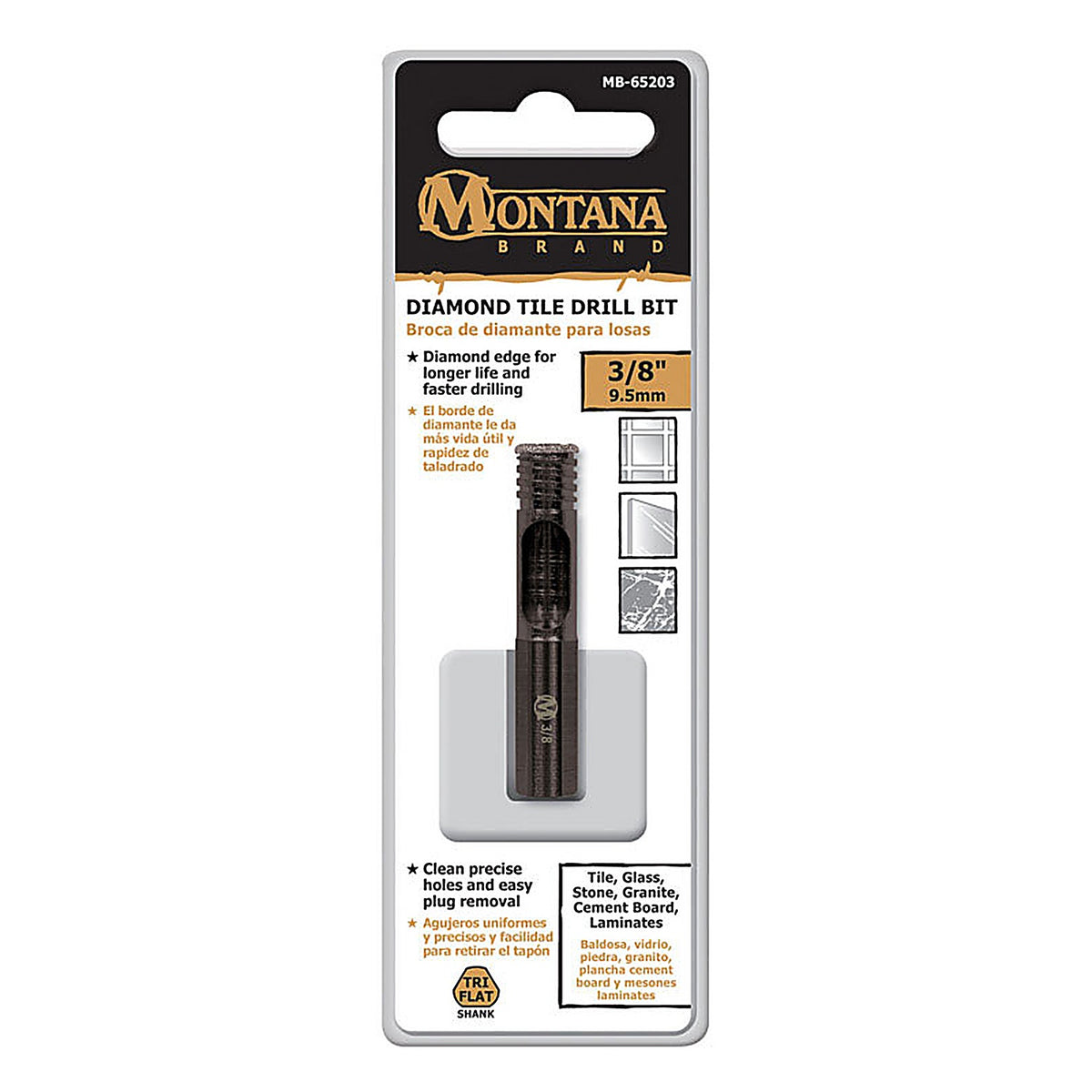 Diamond Tile MB-65203 Montana Brand 3/8 in. Alloy Steel Drill Bit 1/pc.