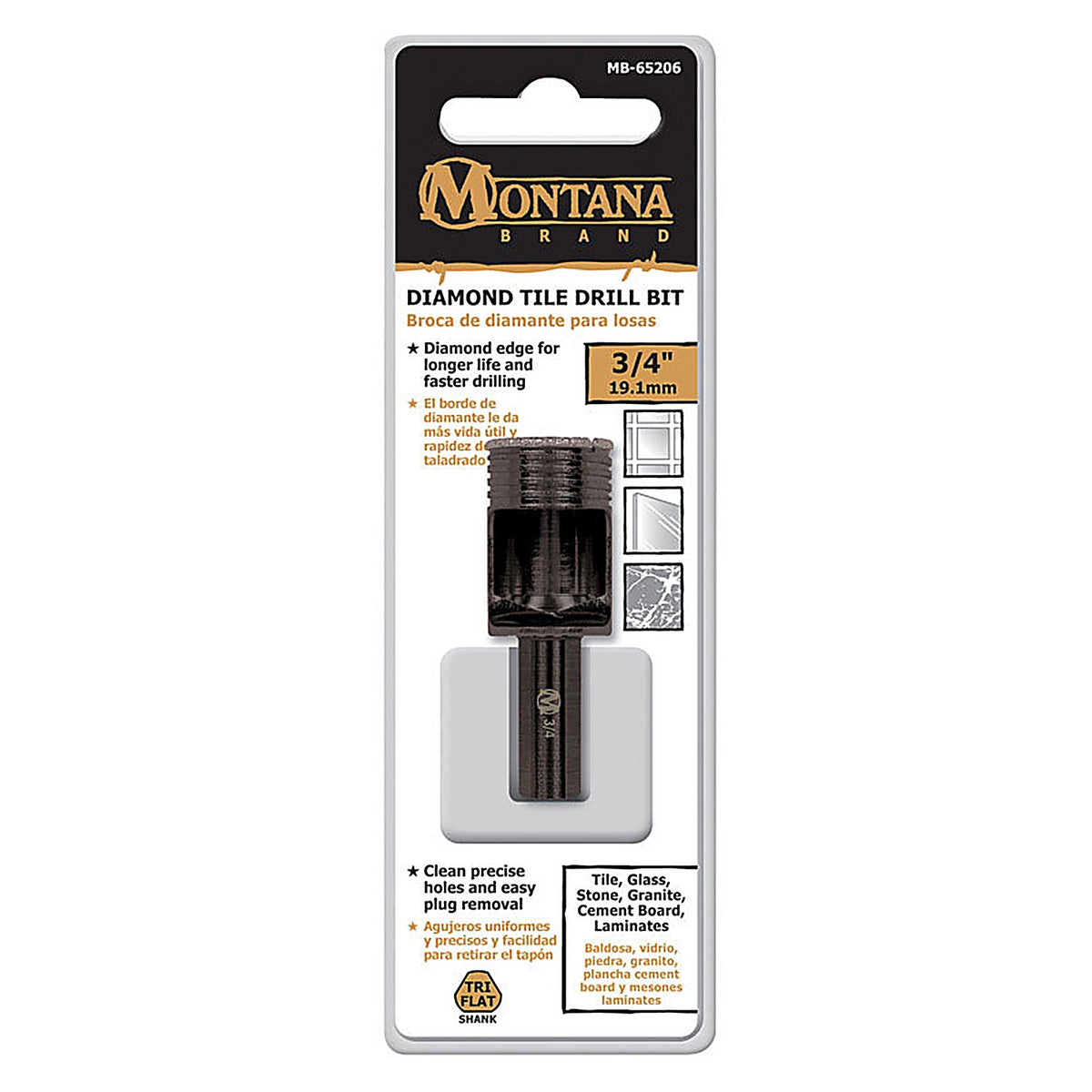 Diamond Tile MB-65206 Montana Brand 3/4 in. Alloy Steel Drill Bit 1/pc.