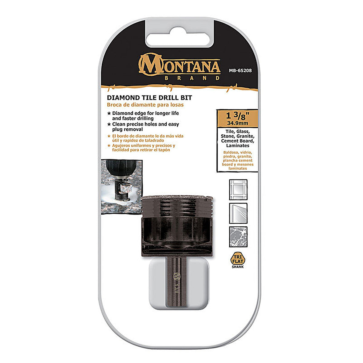 Diamond Tile MB-65208 Montana Brand 1-3/8 in. Alloy Steel Drill Bit 1/pc.