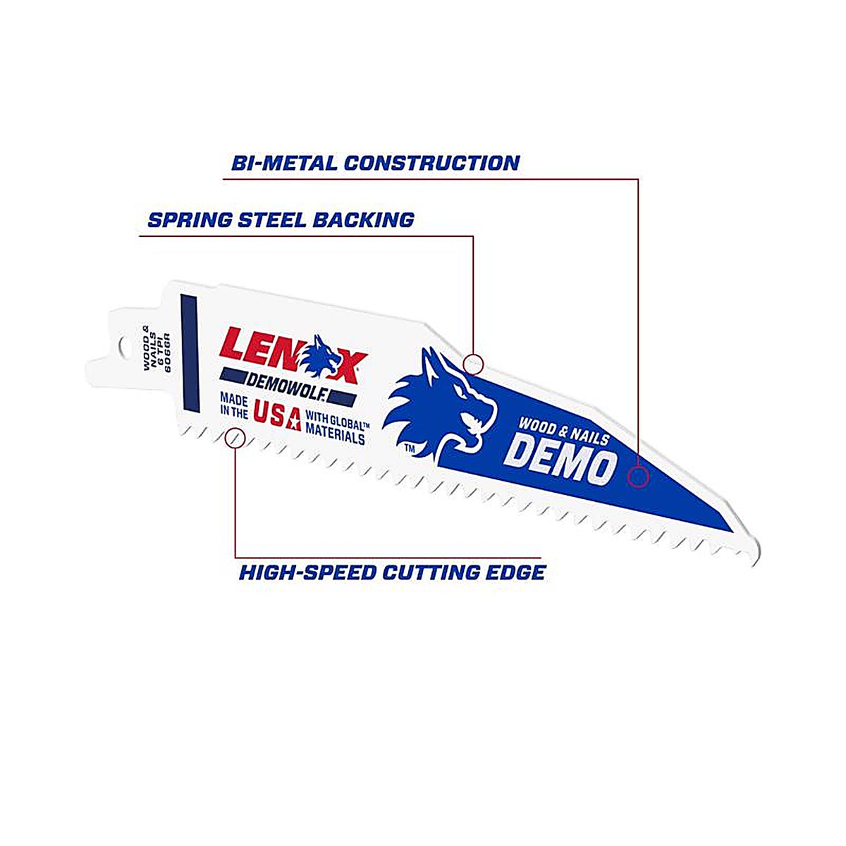 Lenox 205126066R 6 in. Bi-Metal Reciprocating Saw Blade 6 TPI 2/Pack