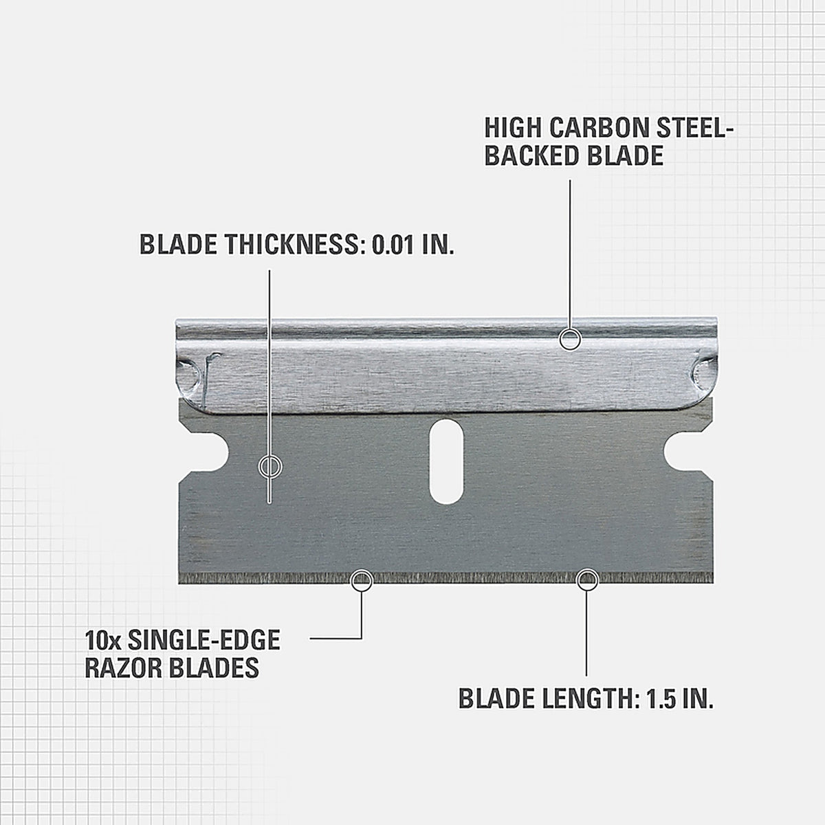 Stanley 28-510 High Carbon Steel Single Edge Razor Blade 1-1/2 in. L 10/pc.