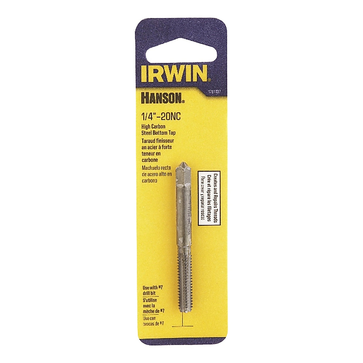 Irwin 1791137 Hanson High Carbon Steel SAE Bottom Tap 1/4 in.-20NC 1/pc.