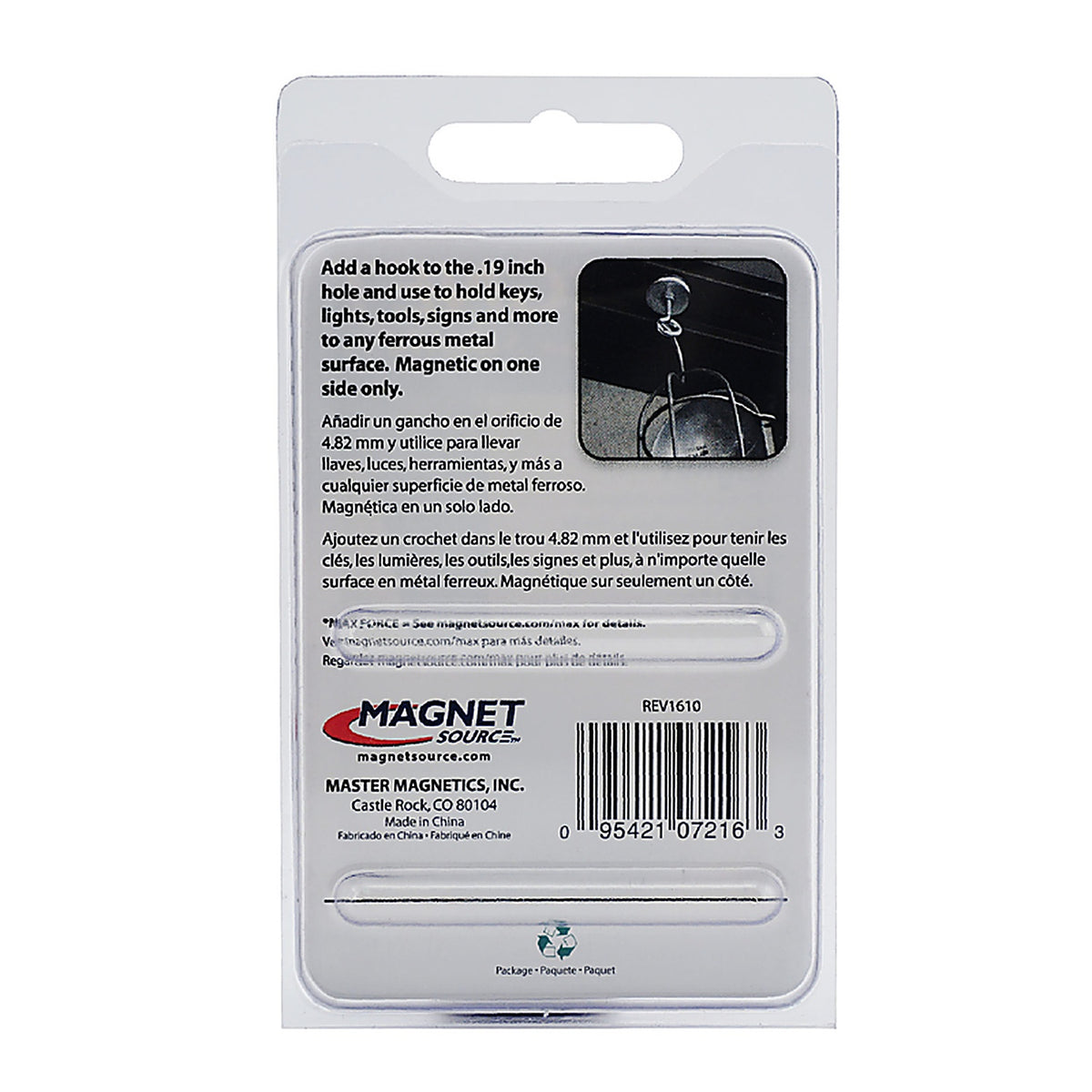 Master Magnetics 7216 .283 in. Ceramic Round Base Magnet 16 lb. pull 3.4 MGOe Silver 1/pc.