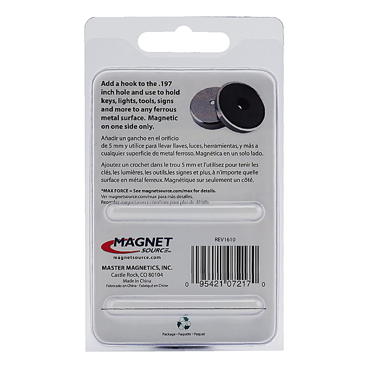 Master Magnetics 7217 .303 in. Ceramic Round Base Magnet 25 lb. pull 3.4 MGOe Silver 1/pc.
