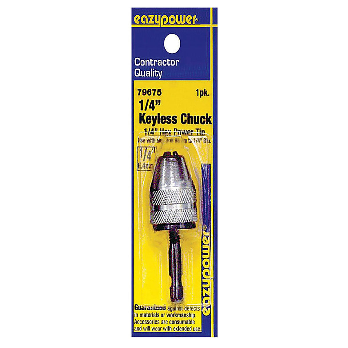 Eazypower 79675 1/4 in. in. Keyless Chuck Adapter 1/4 in. Hex Shank 1/pc.