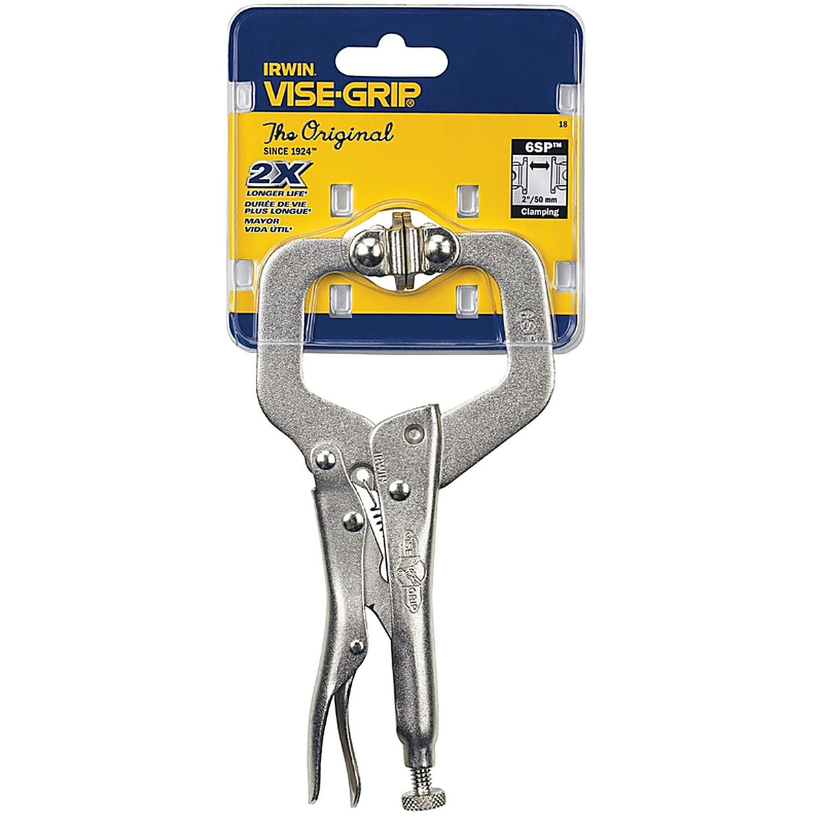 Irwin 18 Vise-Grip 2-1/8 in. x 1-1/2 in. D Locking C-Clamp with Swivel Pads 1000 lb. 1/pc.
